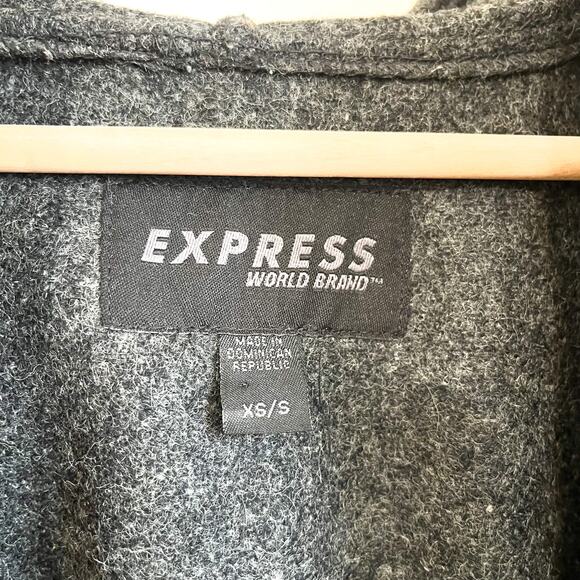 VTG Express Oversized Wool Womens Jacket Size S Gray Zip Lagenlook Timeless 90s - Picture 7 of 8